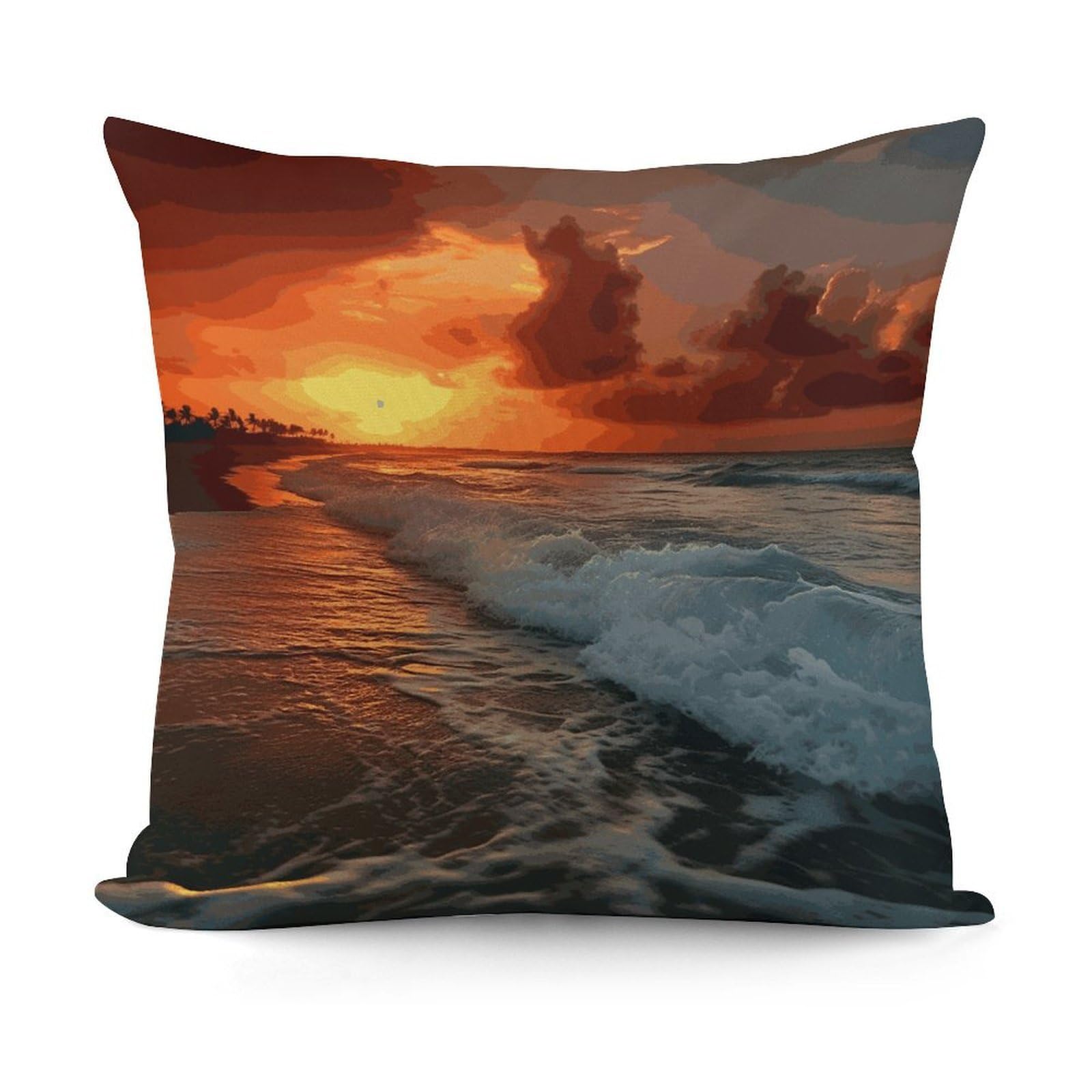 VstaDank The Beach Sunset Throw Pillow Covers 18x18 Inch Soft Couch Home Decor Cushion Cover Comfortable Plush Square Cushion Case Farmhouse Decorative Pillowcase for Living Couch
