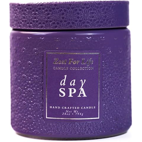 A Cheerful Giver - 28oz Large Scented Candle Jar with Lid- Zest for Life - 130 Hours of Burn Time, Gift for Women (Large, Day Spa)