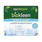 Biokleen Laundry Detergent Sheets - Dye & Fragrance Free, Hypoallergenic, Enzymatic Cleaner, Stain Remover, Bio Active Formula, No Plastic Jug, Unscented, 100 Loads