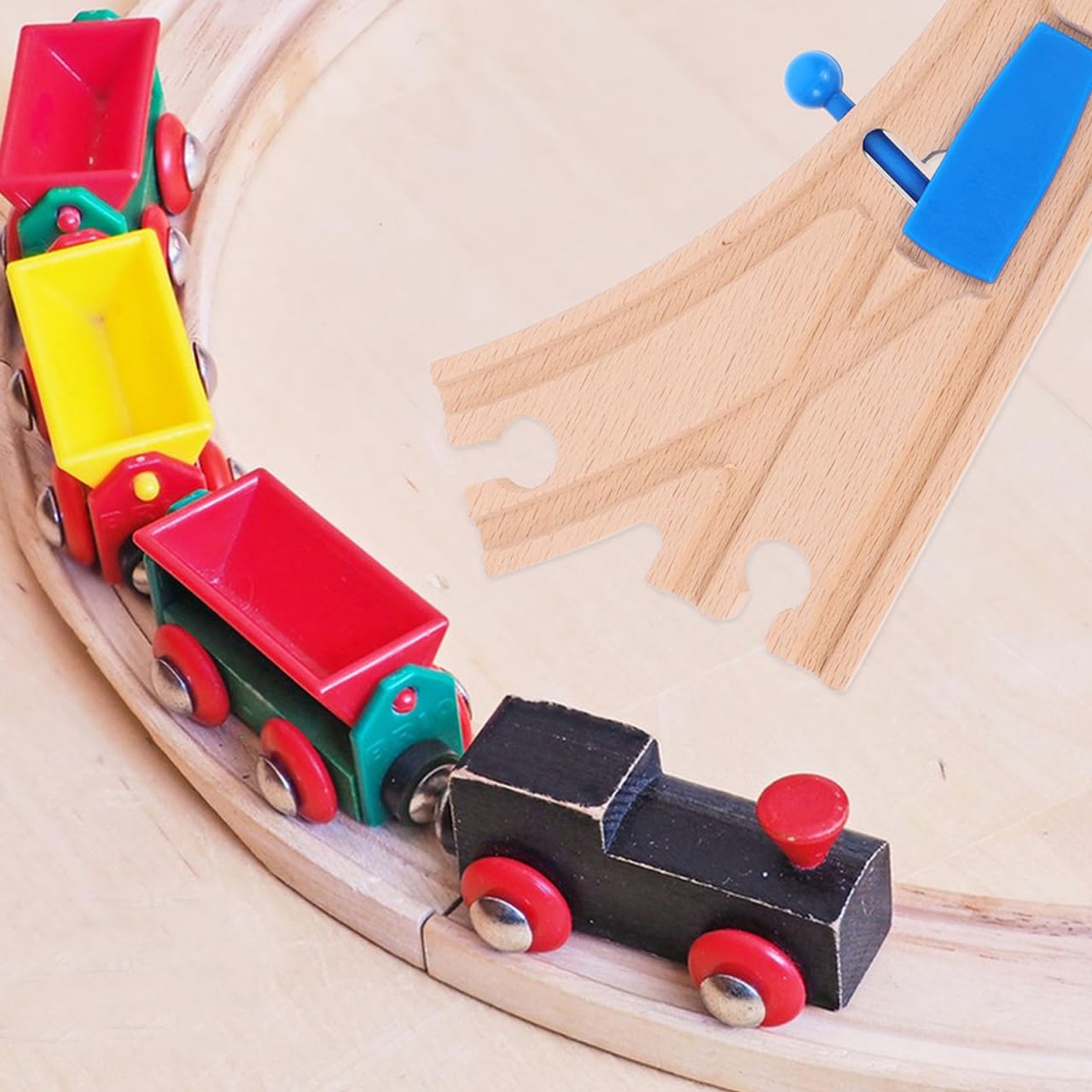 VICASKY Lot de 2 accessoires souples compatibles avec les chemins de fer en bois, favorise la motricité fine et la pensée spatiale, extensible pour jeu éducatif ludique