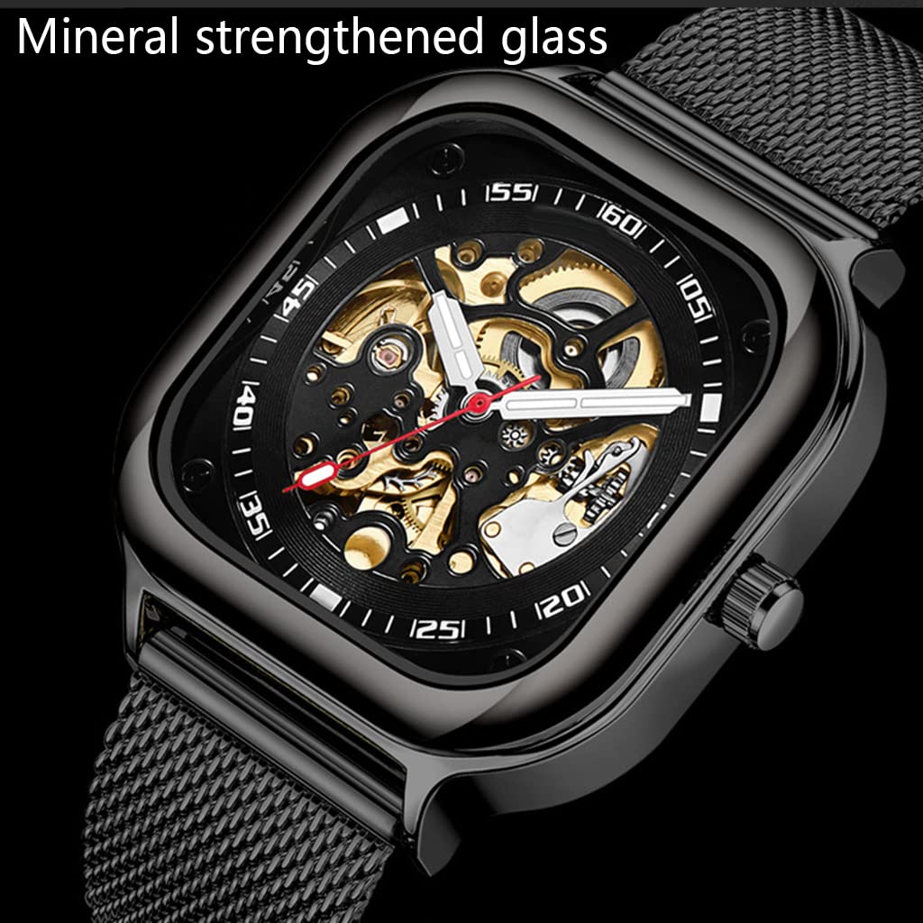 Modny biznesowy męski zegarek mechaniczny mechanizm trzyczęściowy skórzany pasek pusty zegarek, średnica tarczy 42 mm
