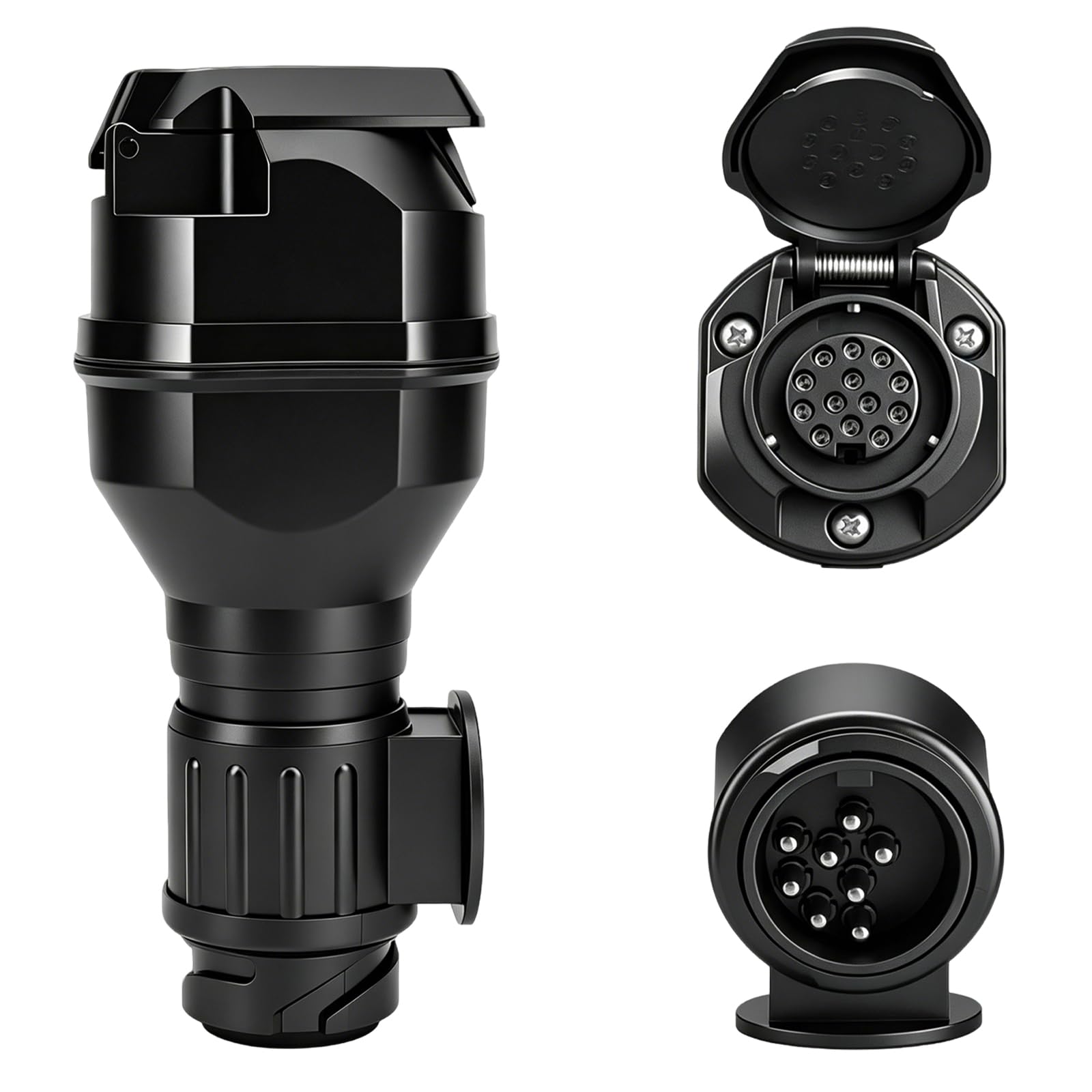 Adaptador de Luces LED de Remolque 13 Pines a 13 Pines, Conector con Resistencia de Carga Can-Bus de 12V para Caravana y portabicicletas, Enchufe Impermeable con Tapa para Pilotos Traseros