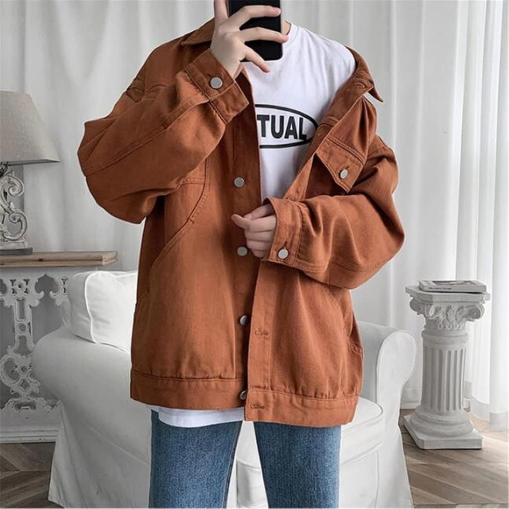 Denim Jacket Men Loose Handsome Vintage Tops Spring Washed Workwear