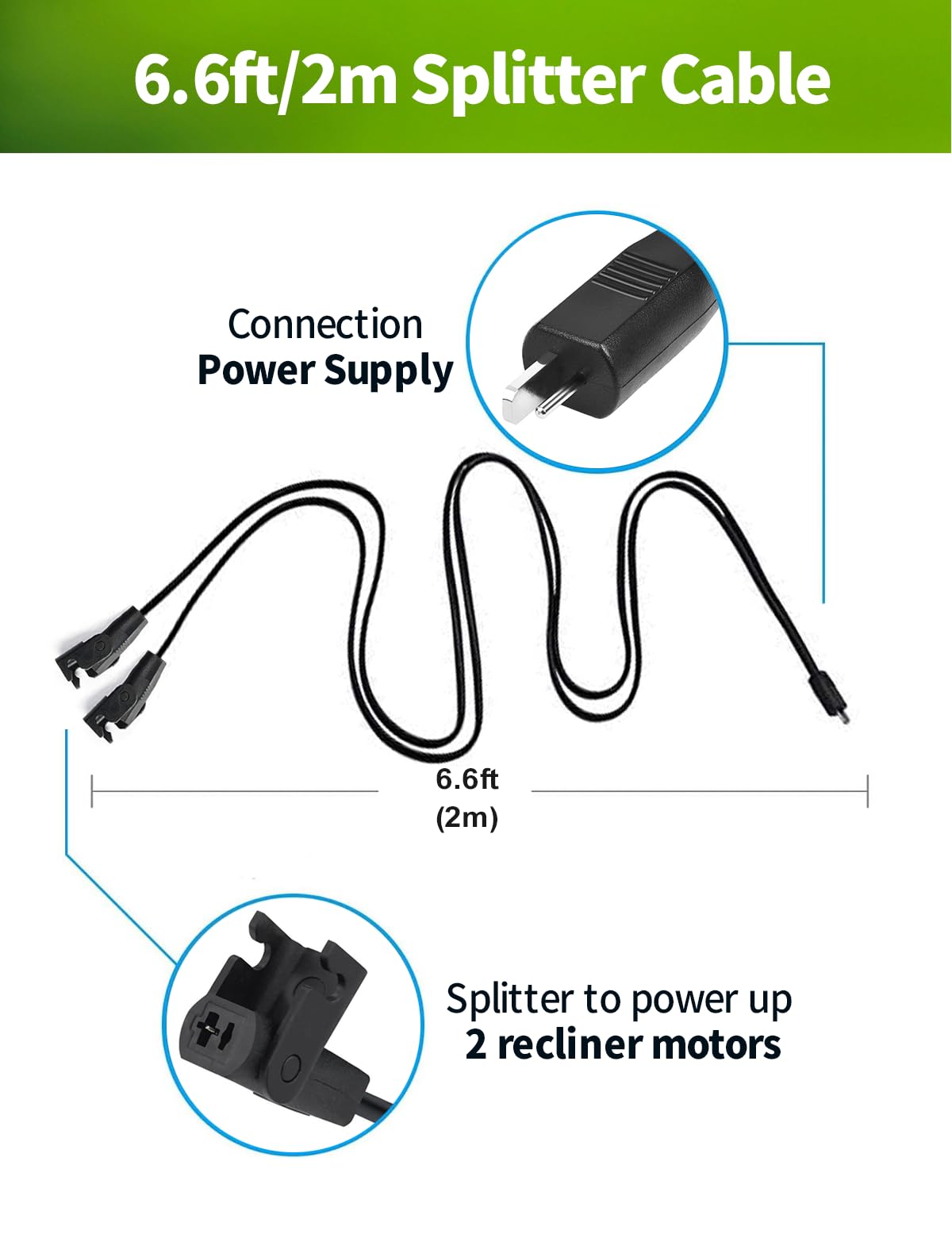 Lonnky 2-Pin Splitter Extension Lead for OKIN Limoss, Pride, Golden, La-Z-Boy, Berkline, Med-Lift - Image 3