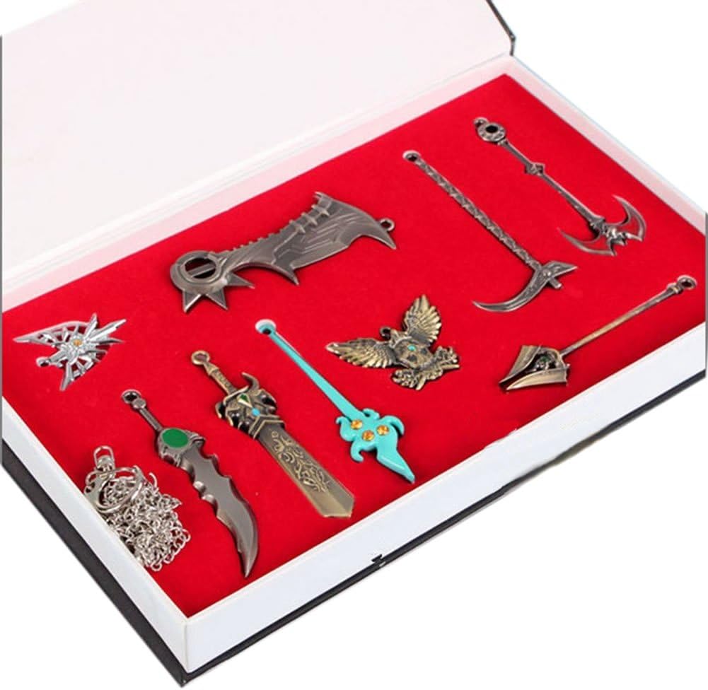 New League of Legends 10PCS Characters Weapons + 2 pieces of poster sticker Collection Full Metal NEW IN BOX (Style A)