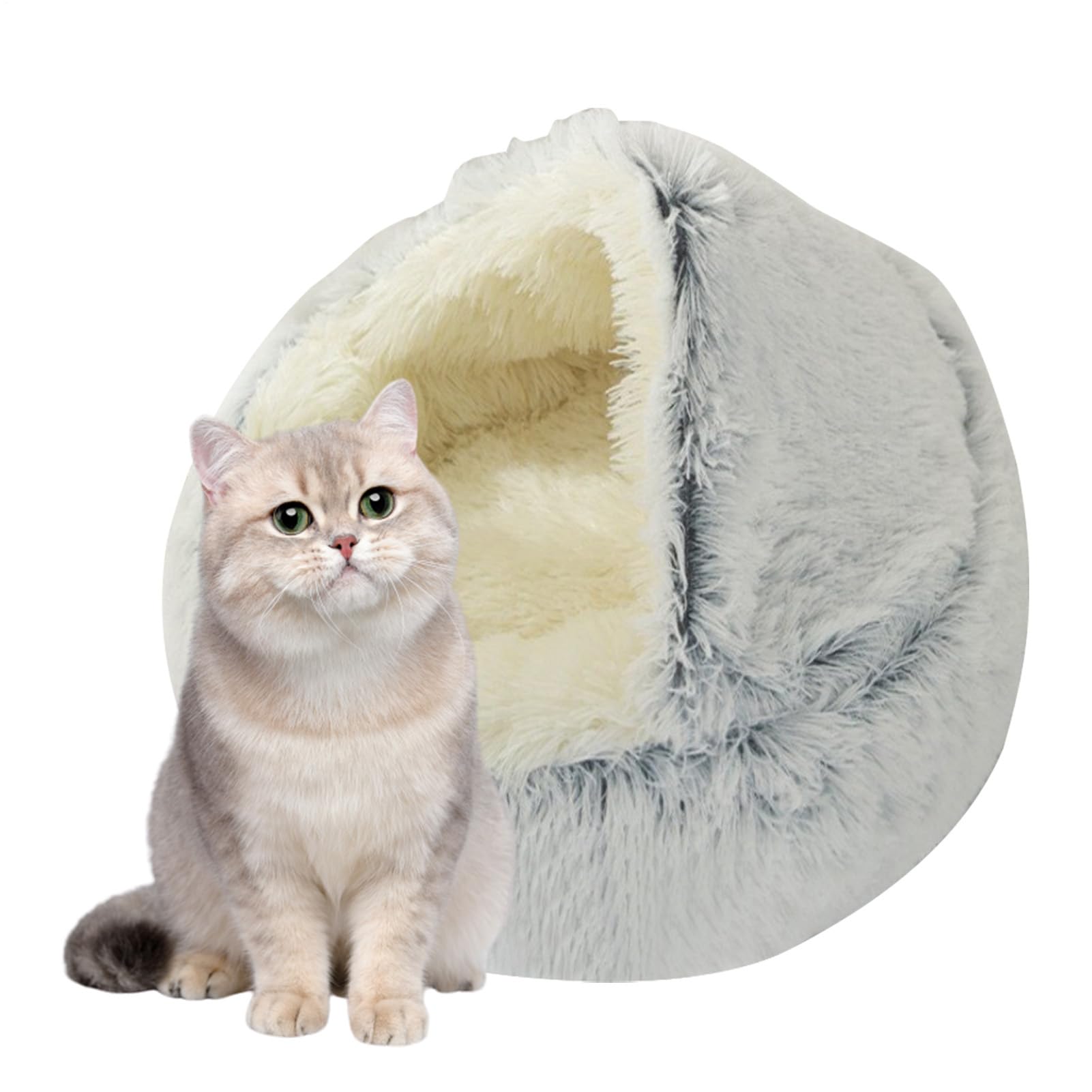Niche pour chat et lit pour petit animal domestique chaud pour l'hiver doux