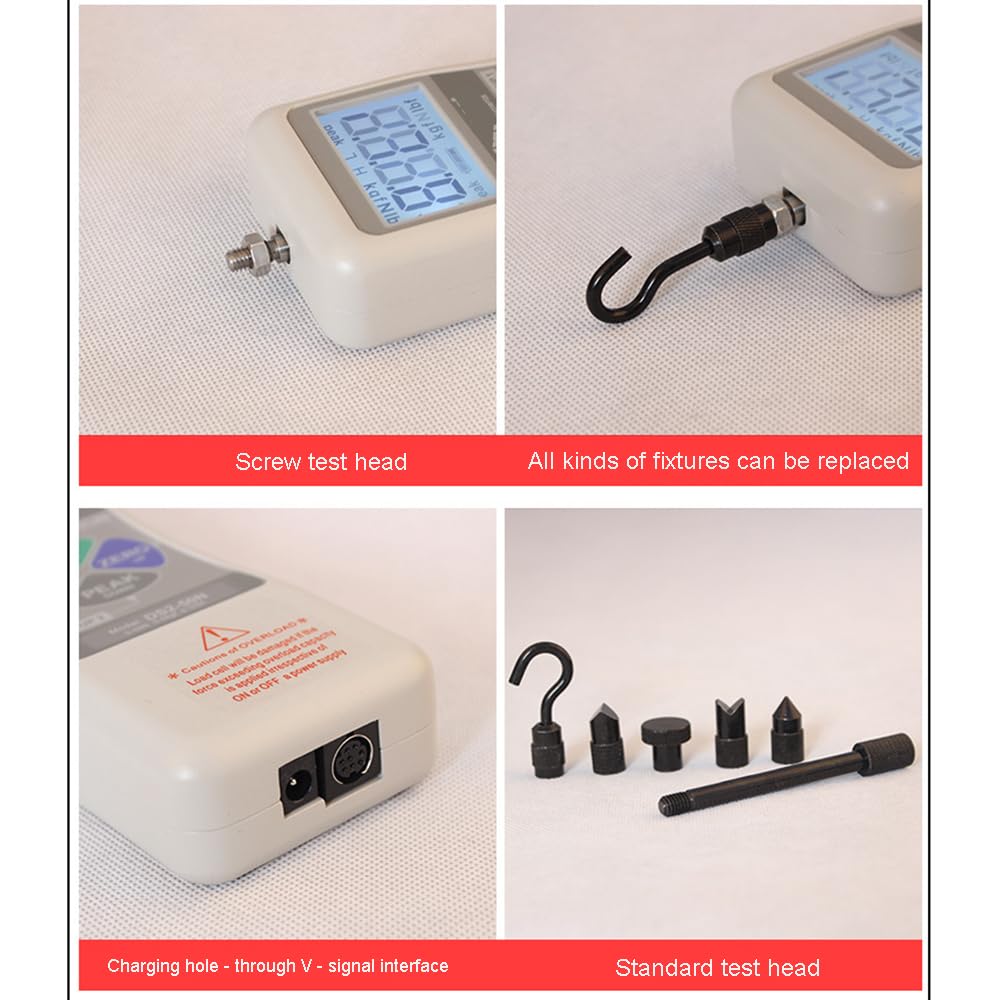Dynamomètre, DS2-500N haute précision affichage LCD numérique jauge de Force de poussée compteur de Tension/jauge de Force testeur de Force de traction 500N(500 gf)(DS2-500N)