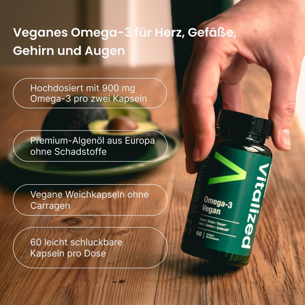 Omega 3 Vegan 60 Softgels – Reines französische Algenöl, Unterstützt Herz-, Gehirn- und Augengesundheit, Alternative zu Fischöl - 60 Weichkapseln