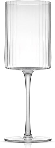 Miniatura 4 de JoyJolt Copas de vino estriadas  ELLE Juego de 2 copas de vino tinto de 175 onzas copas de vino tinto grandes de tallo largo Copas de vino tinto