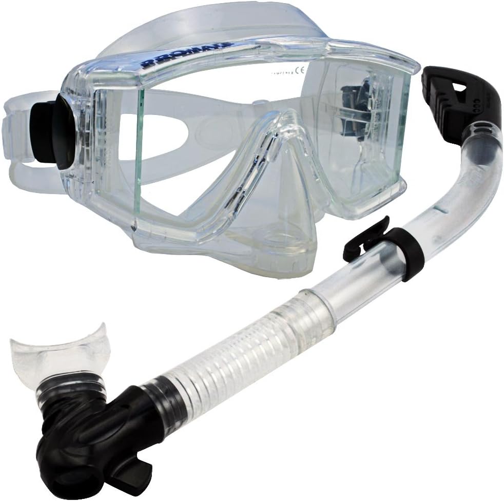 Snorkeling Scuba Dive DRY Snorkel Side-View Purge Mask Diving Gear, Clr miniatura 5
