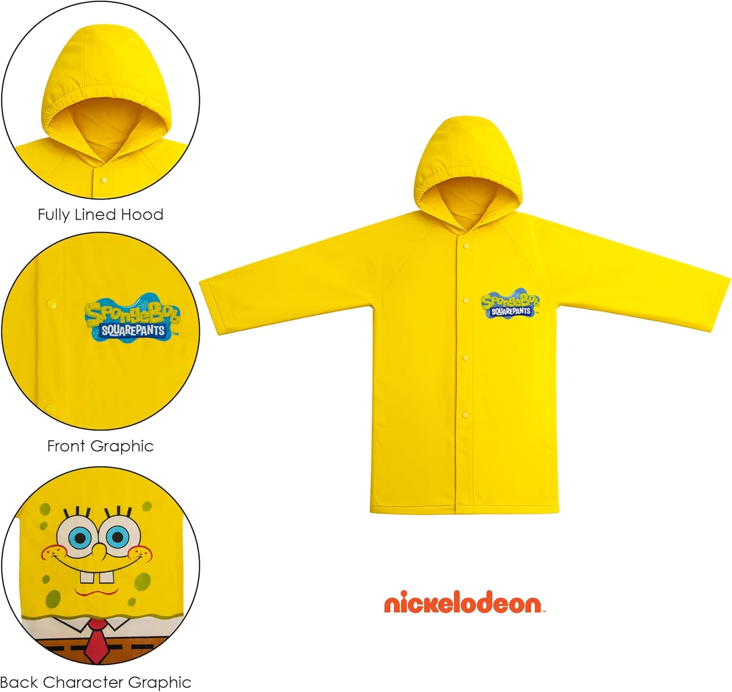 Nickelodeon Kids Umbrella & Raincoat Set for Kids, SpongeBob Paw Patrol, Umbrellas for Kids, Boys Raincoat, Umbrella Girls