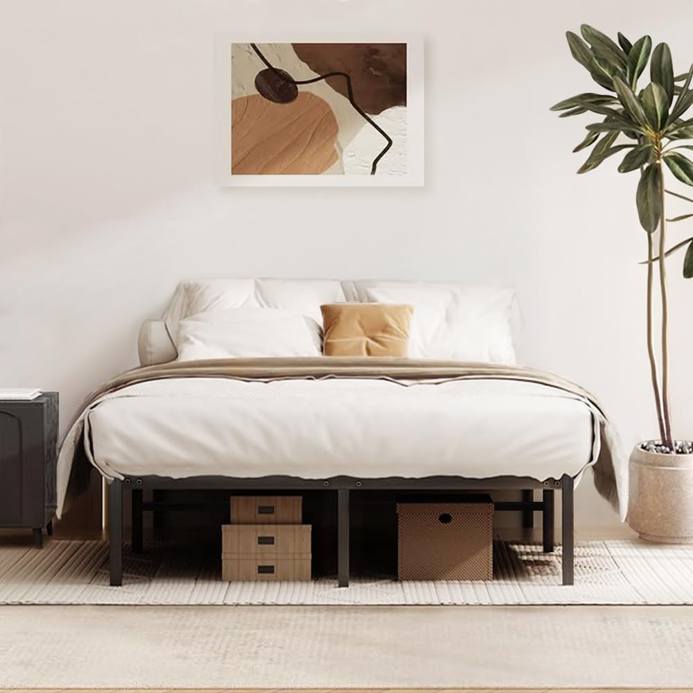 Luxirest Ensemble Matelas et Sommier 140x190,Lit 140x190 avec Sommier et Matelas(Matelas 140x190x22+Cardre de lit)