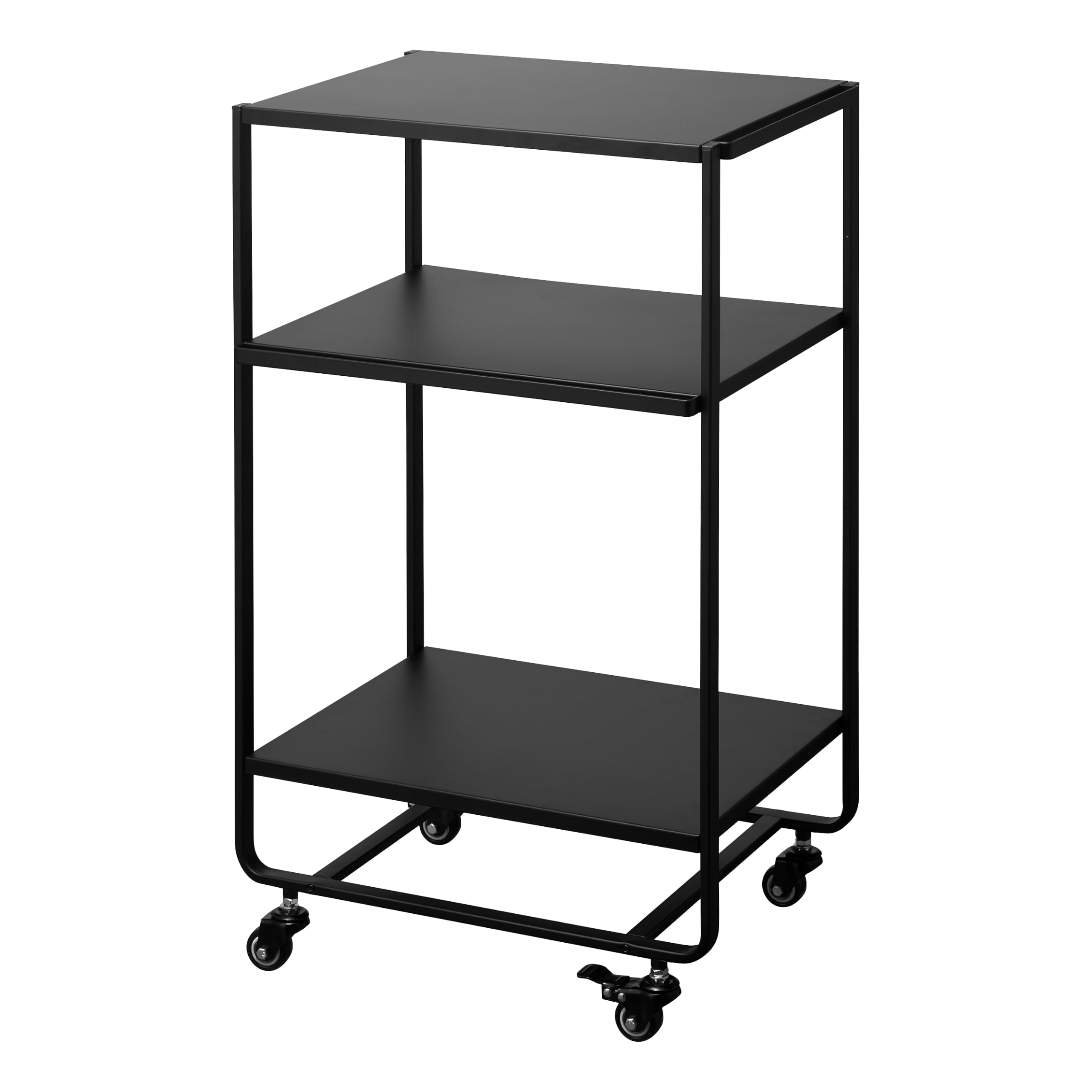 YAMAZAKI home Three-Tier tekerlekli servis arabası mutfak arabası, çelik, siyah, tek boy