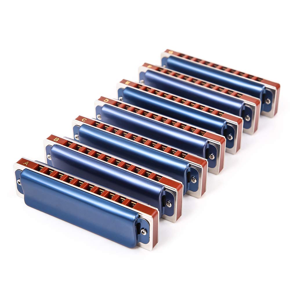 ABCDEFG - Armonica blues diatonica a 10 fori, con custodia, 20 toni per principianti, studenti, adulti e giocatori professionisti (ABCDEFG -7keys)