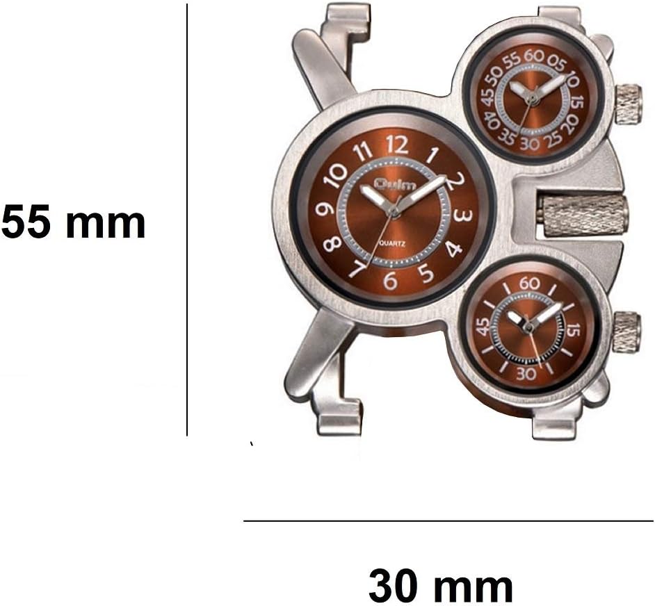 Oulm Biker's Big Size Brown Dial Triple Time Analogue Watch for Men - (OU-436)