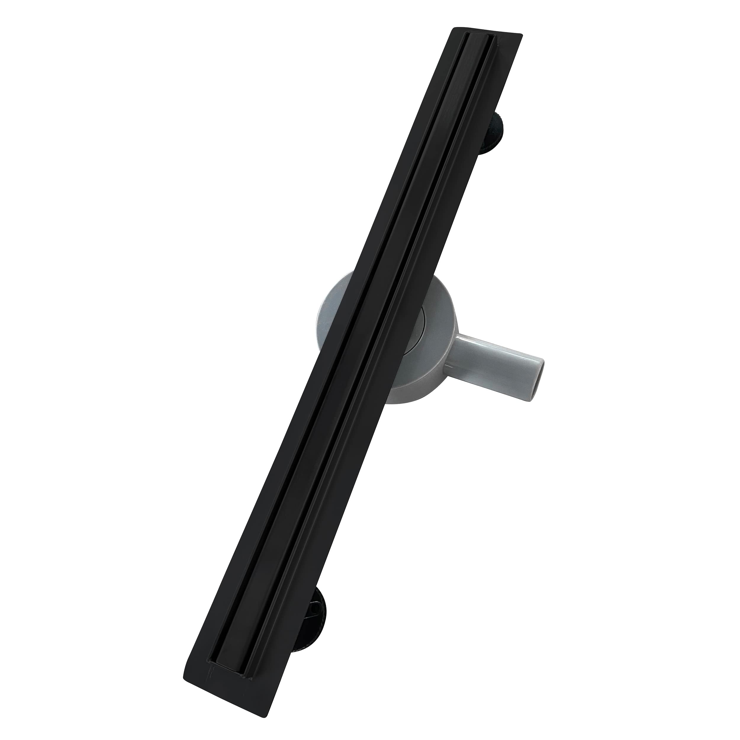 i-flair Duschrinne Bodenablauf 90 cm Duschablauf aus Edelstahl sehr flach - Siphon 360 Grad beweglich - Größen 50cm – 100cm Model B12 geschlossener Randablauf SLIM Schwarz