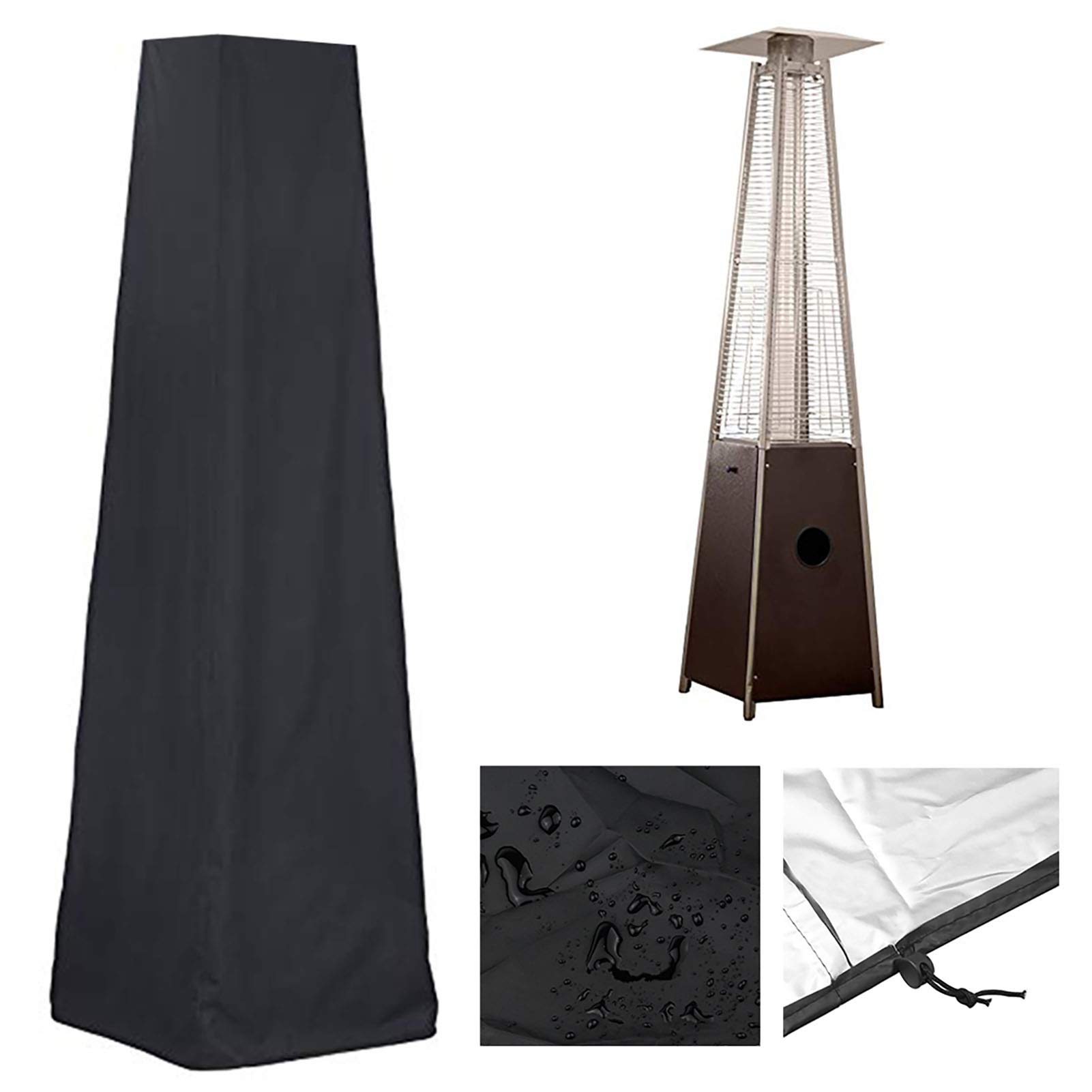Wetterschutzhülle für Terrassenheizer, Wasserdichter Heizstrahler Abdeckung Heizpilz Schutzhülle Robuster Winddicht Abdeckhaube für Terrassenstrahler 221 x 61 x 53cm
