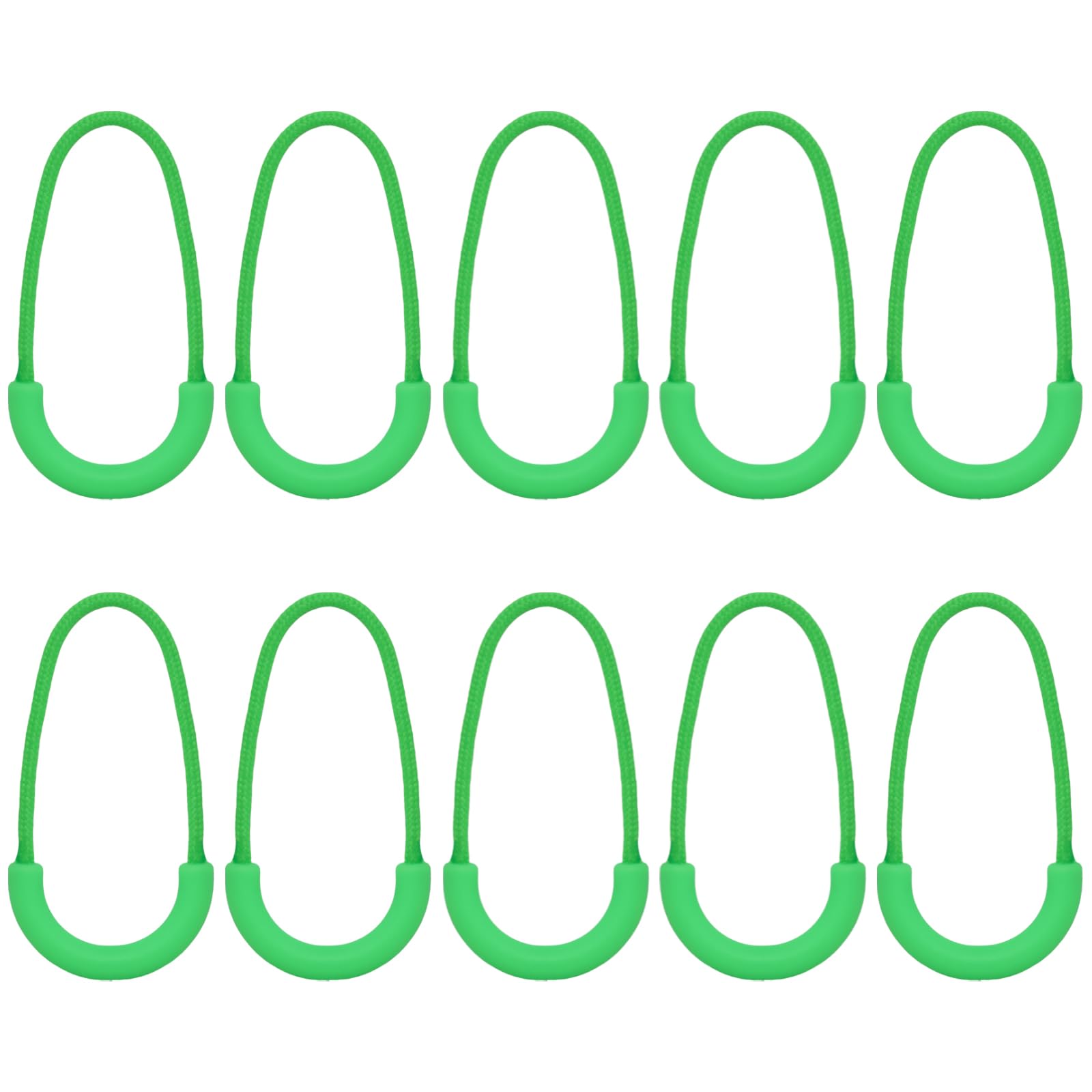 Honbay 10PCS Heavy Duty U Shape Nylon Zipper Pulls Tags Extension Replacement for Backpacks, Luggage, Clothes (Green)