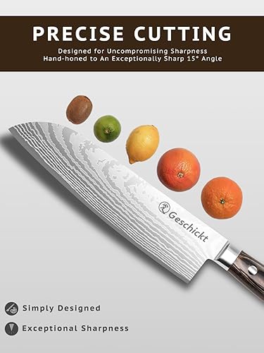 Miniatura 7 de Santoku - Cuchillo de cocina de 7 pulgadas, cuchillo de chef ultra afilado, forjado de acero inoxidable de alto carbono de precisión, mango de