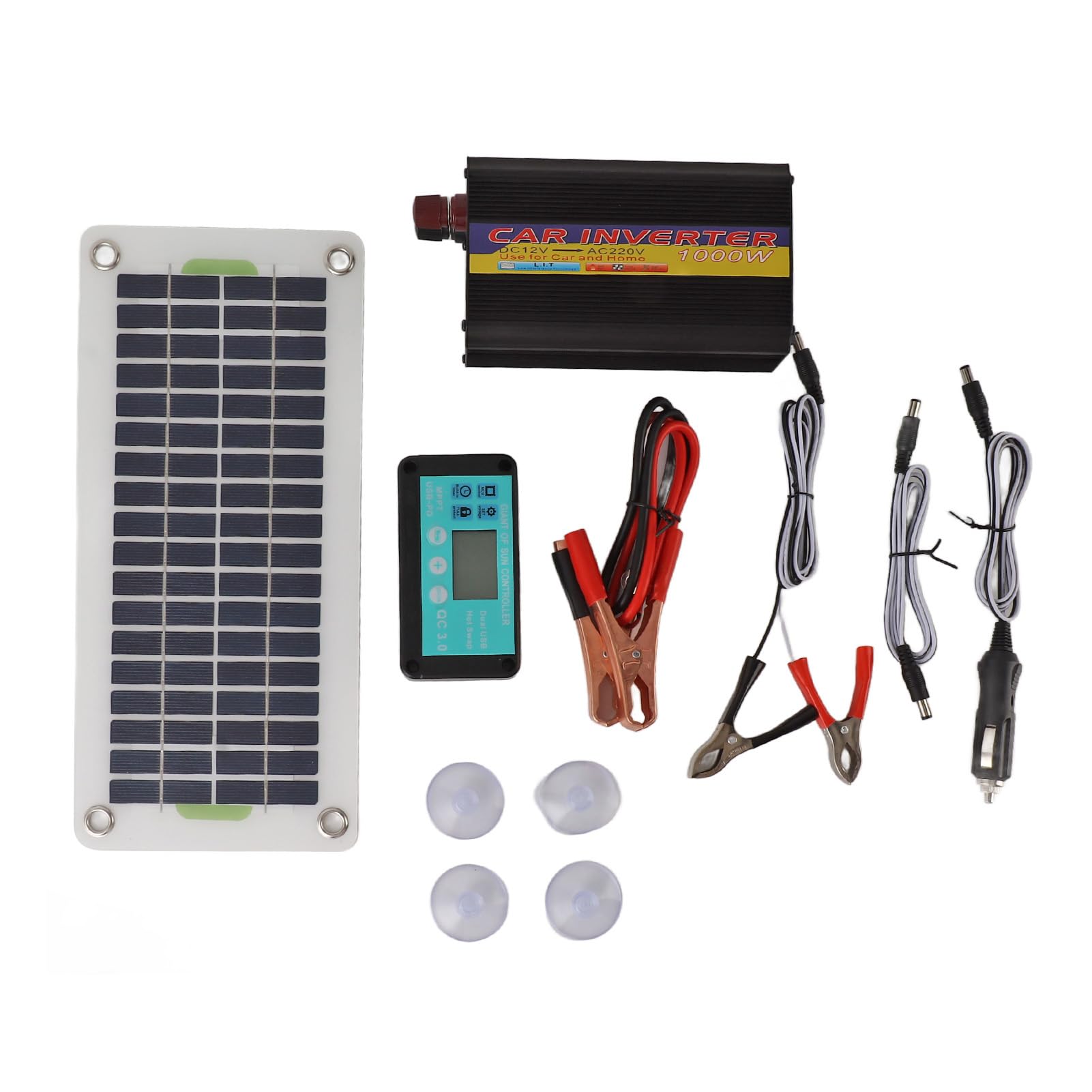 Denash 30W Effiziente Polykristalline Silizium -Solarpanel mit MPPT -Ladungsregler und 1000W Wechselrichter für Schnelle Batterieladungen für Alle Arten von Batteriewagen ABS Material Geeignet
