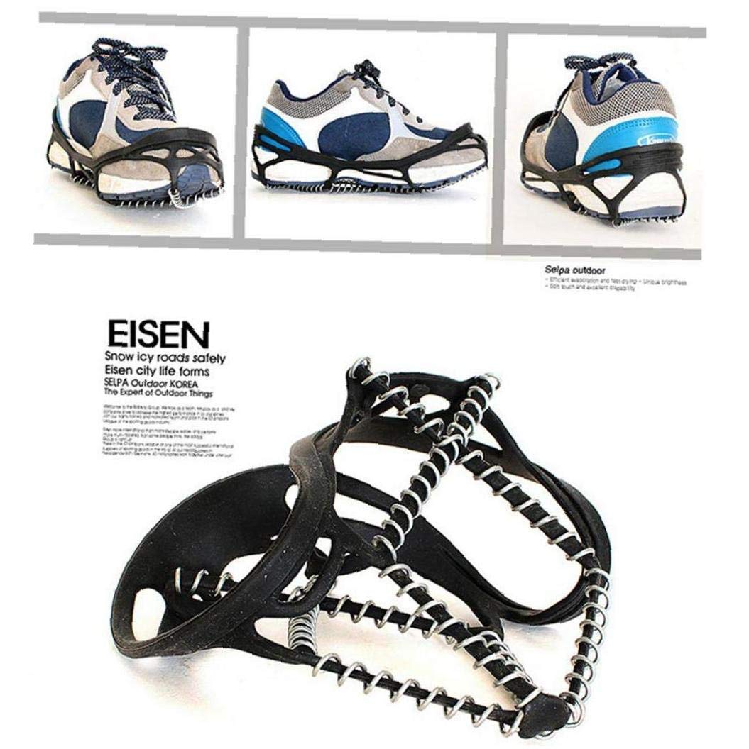 Poignées de Traction Bottes de randonnée antidérapantes Chaussures Crampons Crampons à Glace pour Sports de Plein air Alpinisme Marche Jogging Randonnée Noir 1 Paire