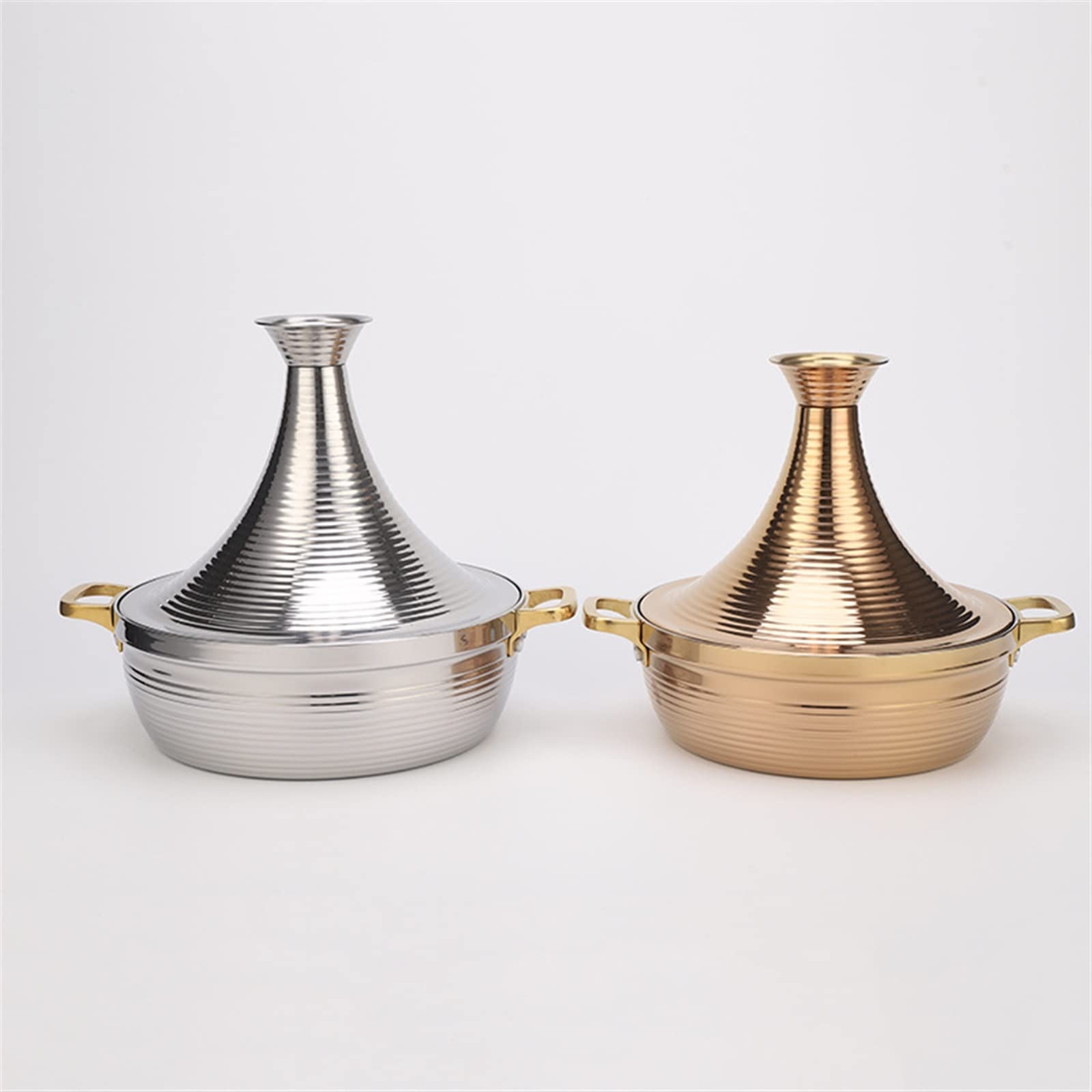 Dreischichtig Verdickt Taji-Topf Tajine Topf Zum Kochen Langlebig Edelstahl 304 Tagine Marokko Mit Konischem Deckel(Silver,28cm)