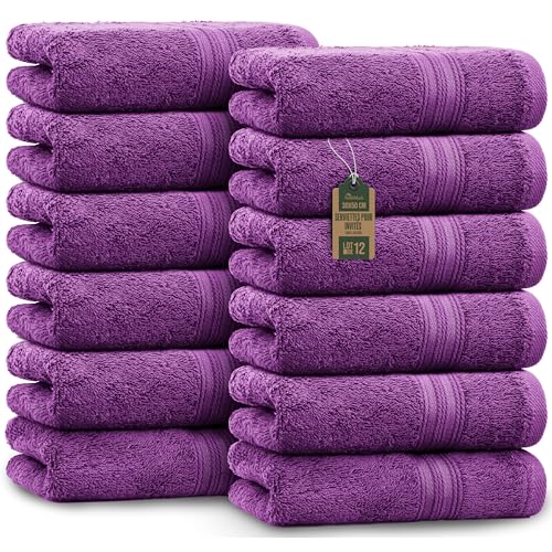 NatureMark Serviettes d'invité – Lot de 12 (30x50 cm), 100% Coton, Certification Oeko-Tex, Douces, absorbantes et faciles d'entretien – pour Salle de...