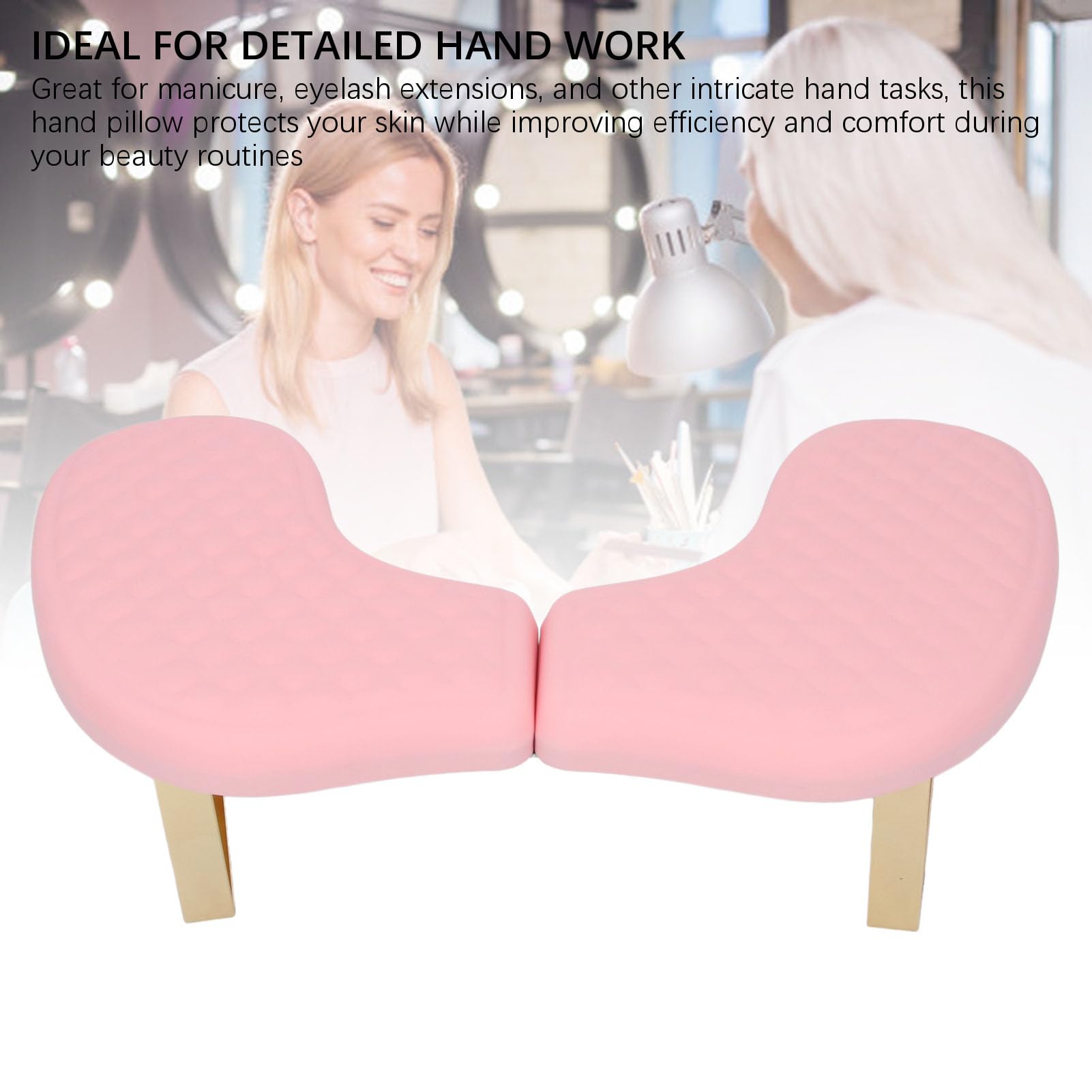 ZJchao Podłokietnik do Paznokci do Manicure Nail Tech Podpórka Pod rękę Kształt U Ergonomiczna Konstrukcja Odpinany Składany z Miękkiego Materiału PU do Podróży w Domu w Salonie (Różowy)