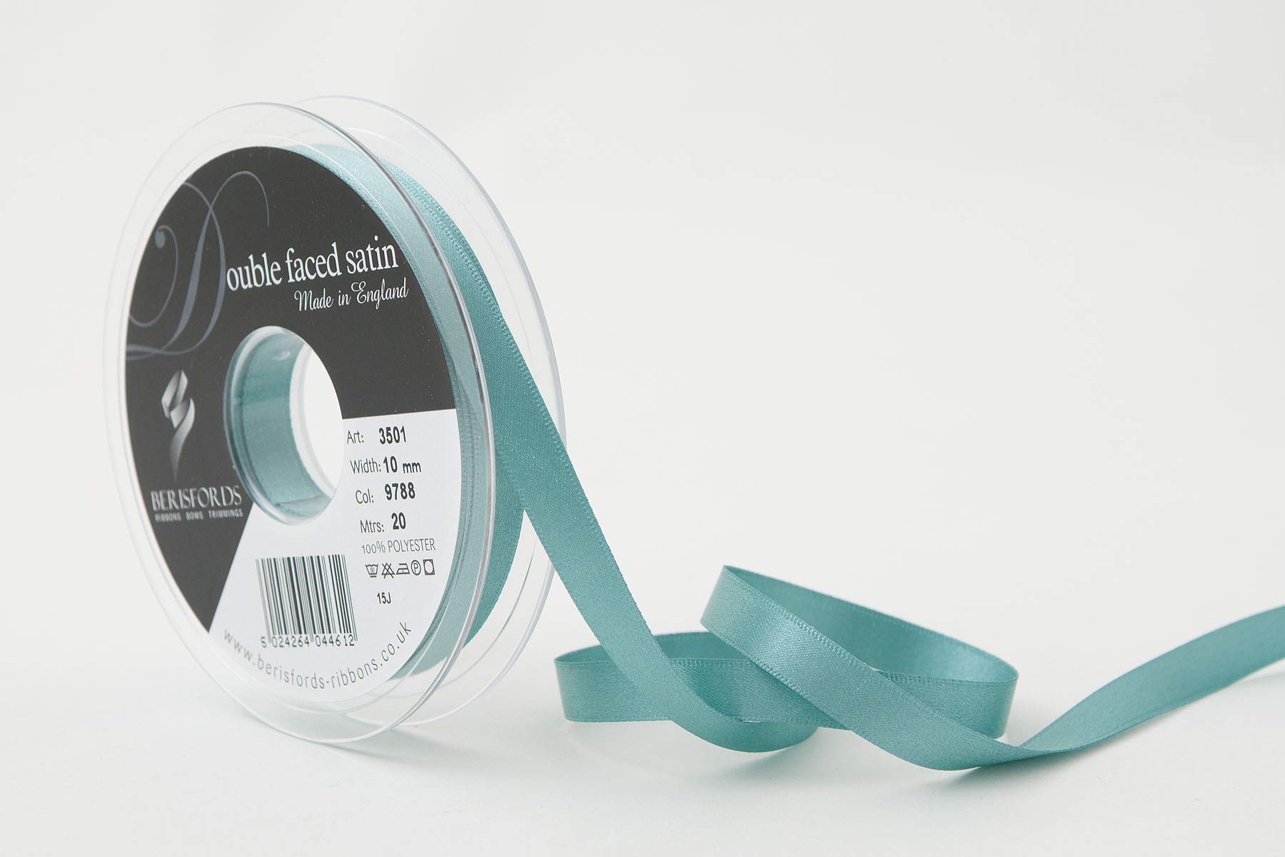 Berisfords Double FACE Poly Satin Ribbon, Petrol, 10.5x10.5x1.5 cm