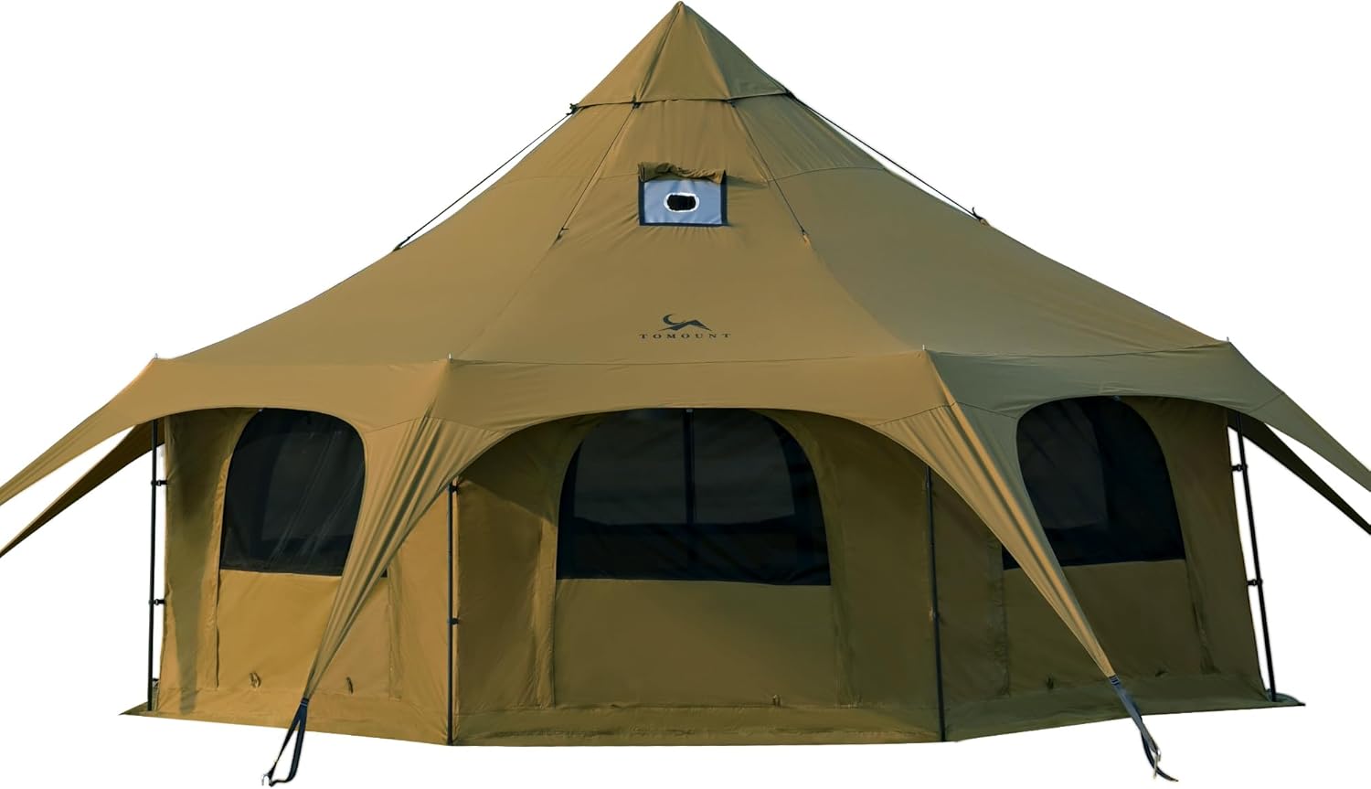 TOMOUNT Canvas Bell Tent Wall Tent with Stove Jack for Camping Glamping Yurt Dia.16.4ft*9.2ft