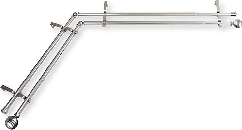 Rod Desyne Barra doble para ventana de esquina Poise de 1316 pulgadas, 28-48 pulgadas, níquel satinado