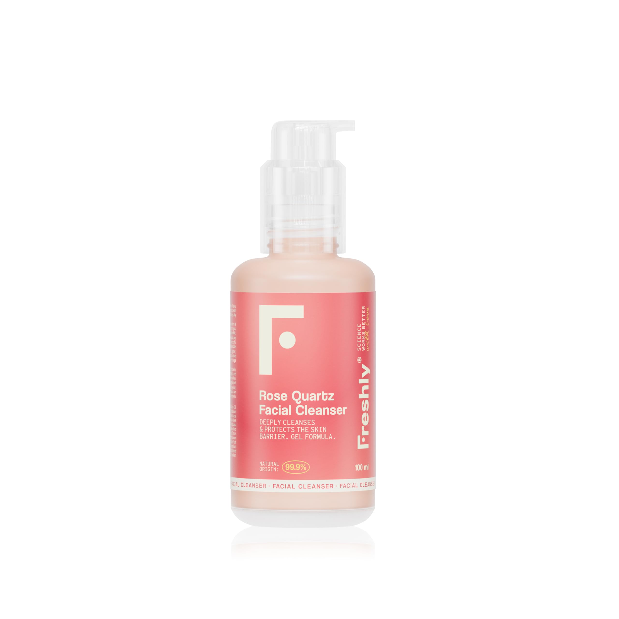 Freshly Cosmetics Limpiador facial 99% natural formato gel para una limpieza sin irritación Rose Quartz Facial Cleanser. 100ml