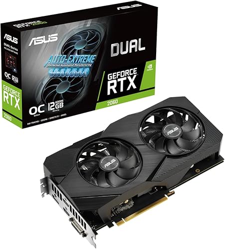 ASUS Tarjeta gráfica dual NVIDIA GeForce RTX 2060 EVO OC Edition (PCIe 3.0, memoria GDDR6 de 12 GB, HDMI 2.0b, puerto de pantalla 1.4, DVI-D, diseño