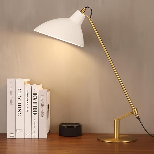 Desk Lamp Modern Industrial 100% Metal Table Lamp 22", Soft White Light (3000K) with Adjustable Switch, Ideal for Office Bedroom Study Room Living