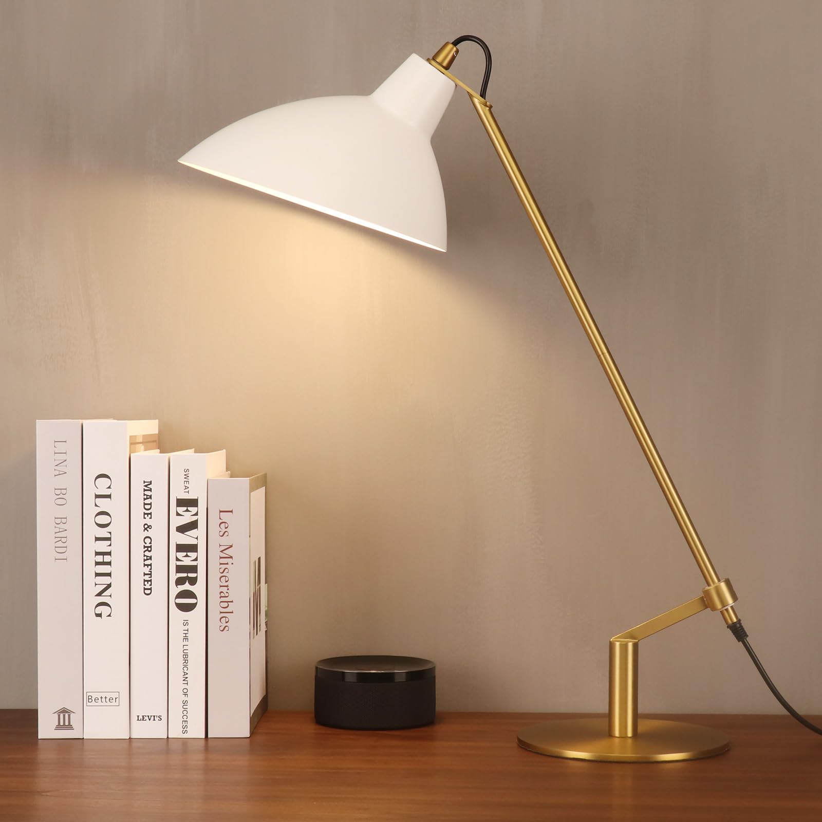 PSDSSHIIS Desk Lamp Modern Industrial 100% Metal Table Lamp 22", Soft White Light (3000K) with Adjustable Switch, Ideal for Office Bedroom Study Room