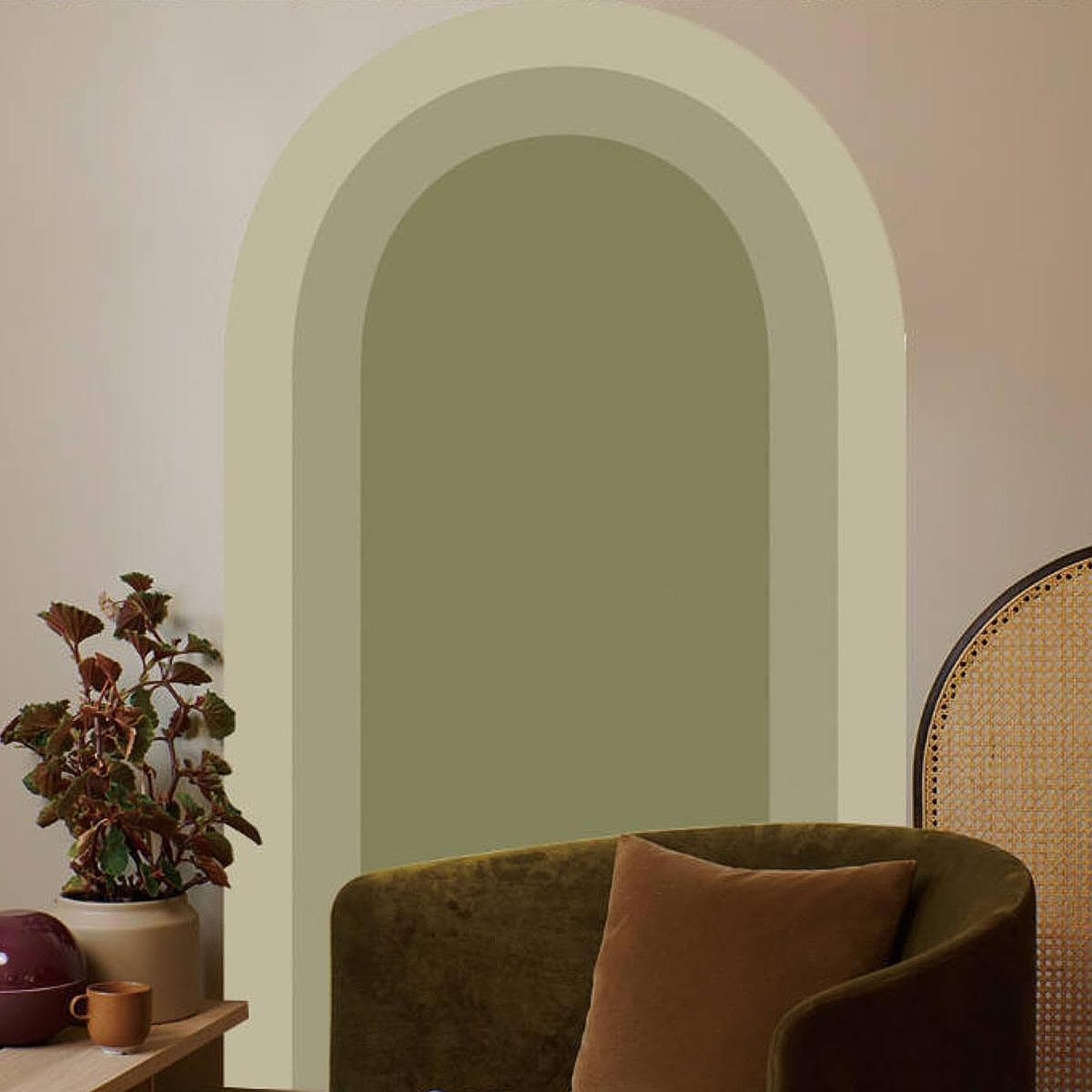 PVC Wallpaper Boho Arch Wall Sticker School Kids Dining Room Arch Wall Decal Green-image-16