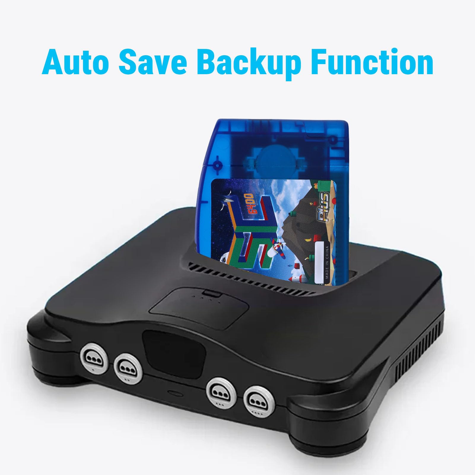 GOWENIC Cartucho de Juego Retro HD N64 de 64 MB |Tarjeta de Lectura Rápida de Código Abierto con Guardado Automático para Consola N64 (azul transparente)