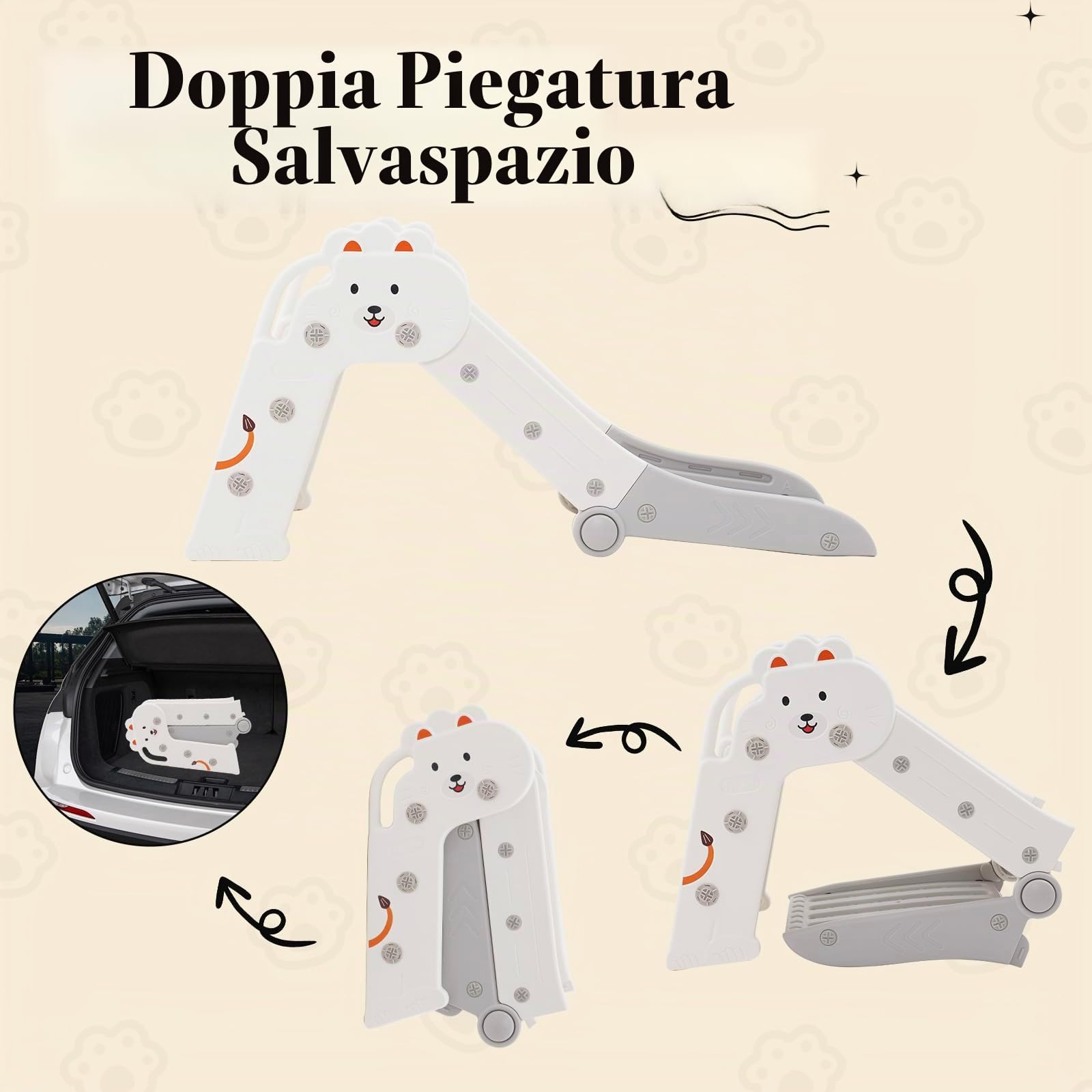 Scivolo per Bambini Pieghevole, interni, scivolo da giardino, scivolo per bambini, angoli arrotondati, consente di risparmiare spazio (grigio)