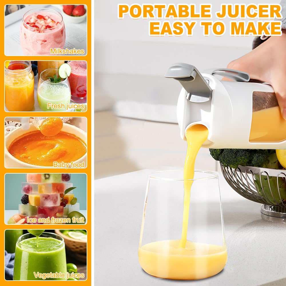 Tragbarer Mixer Smoothie Maker To Go, SGZIOO 450 ML Portable Blender, 12 Klingen, mit LED Display, Kleiner Mixer Für Shakes und Smoothie, Wiederaufladbar Mini standmixer Sport, Reisen, Outdoor