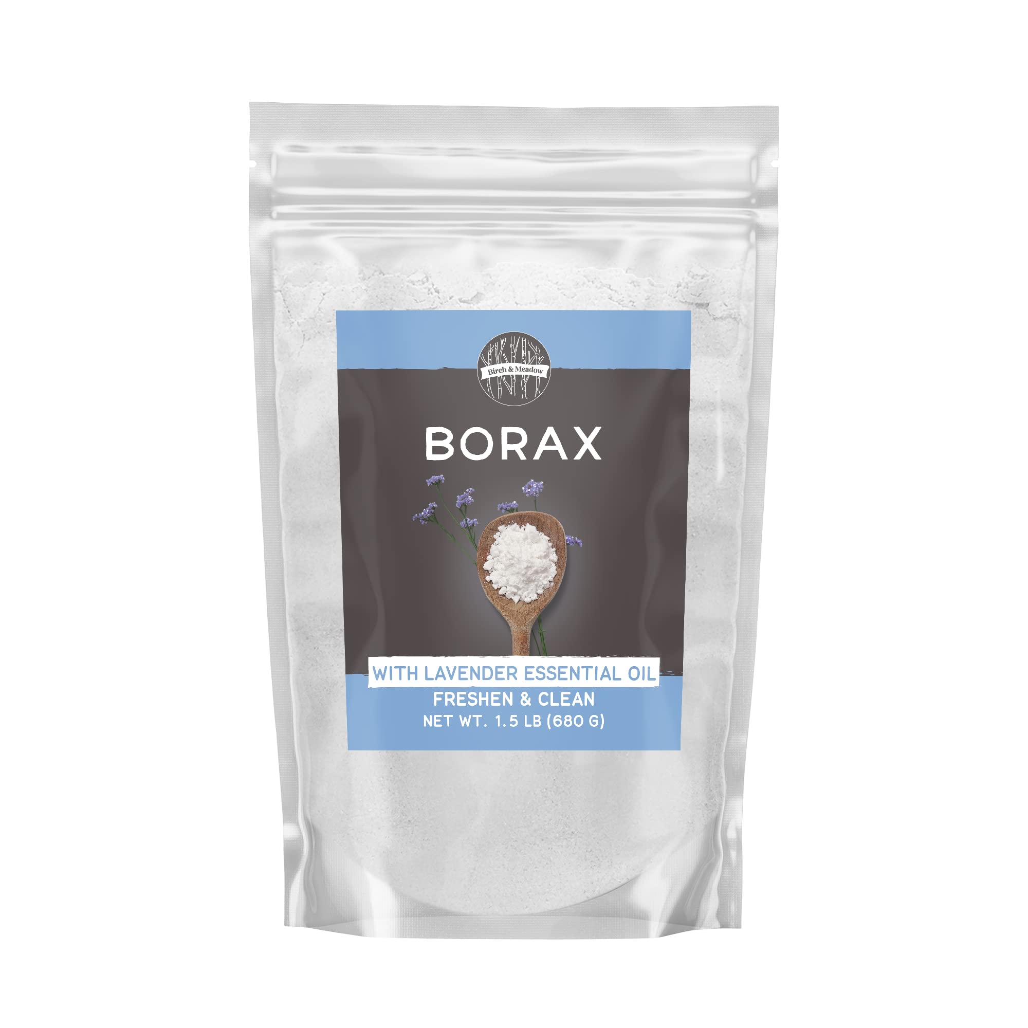 BIRCH & MEADOW Borax with Lavender Essential Oil, 1.5 lb, Fresh Scent, Cleaning & Laundry
