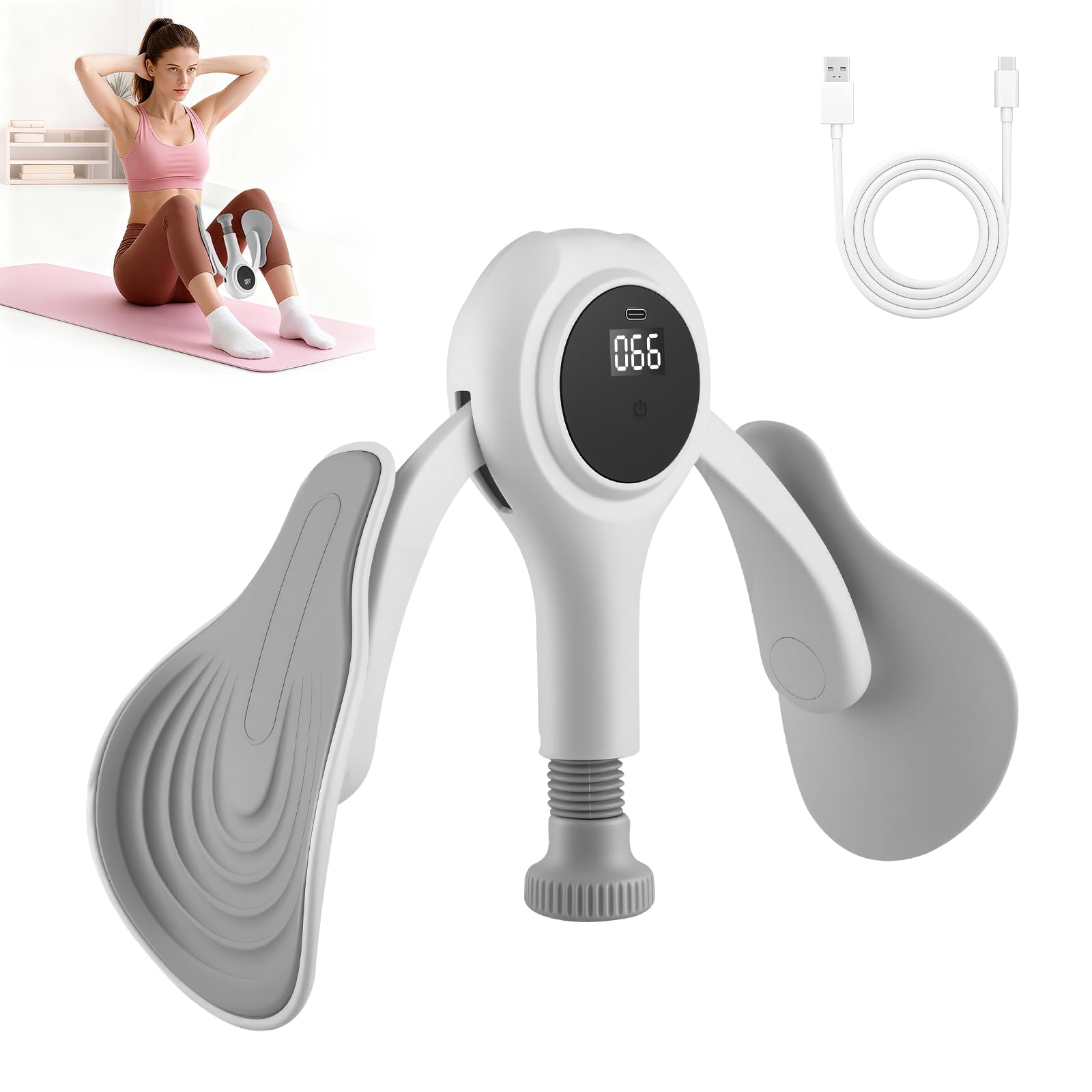 Entrenador de muslos, dispositivo de entrenamiento del suelo pélvico, entrenador del suelo pélvico para mujeres con función de conteo, giratorio 360°, entrenador de Kegel, Entrenador De Cadera(B)