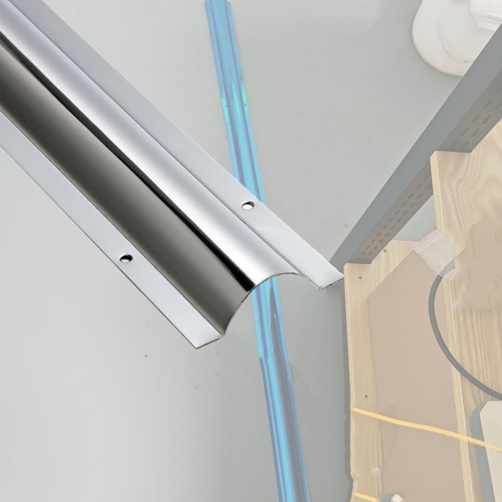 1 M Length Thick Stainless Steel Cable Trunking Cover, Silver Protective Raceway For Wires, Electrical Cable Trunking Wire Conduit Tidy Cover Management(2 PCS,W 53.0 MM H 12 MM)