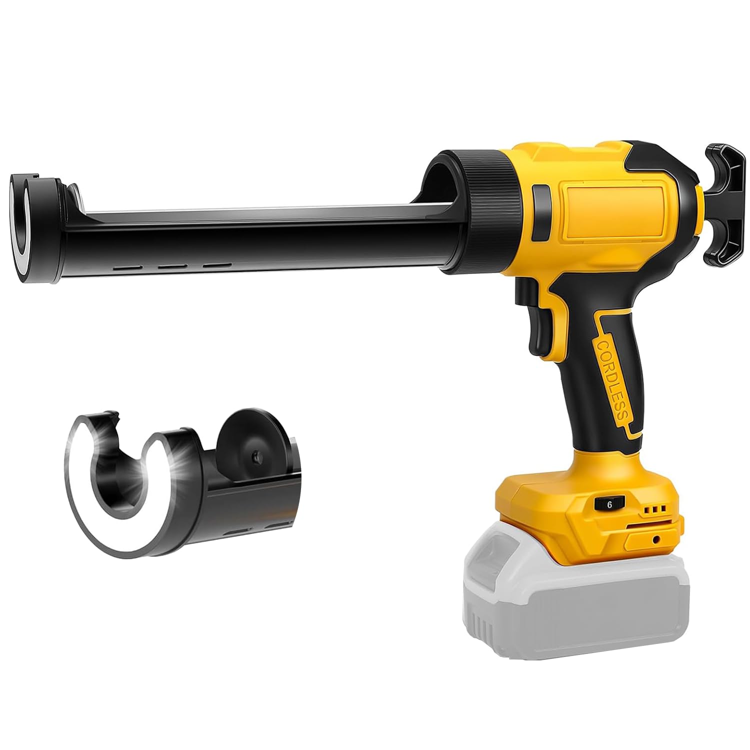 Akku Kartuschenpresse Kompatibel mit Dewalt Akku 20V, Elektrische Kartuschenpistole mit LED-Licht und Einstellbaren Geschwindigkeiten, Silikonpistole Akku für 300ml Kartuschen(Ohne Akku)