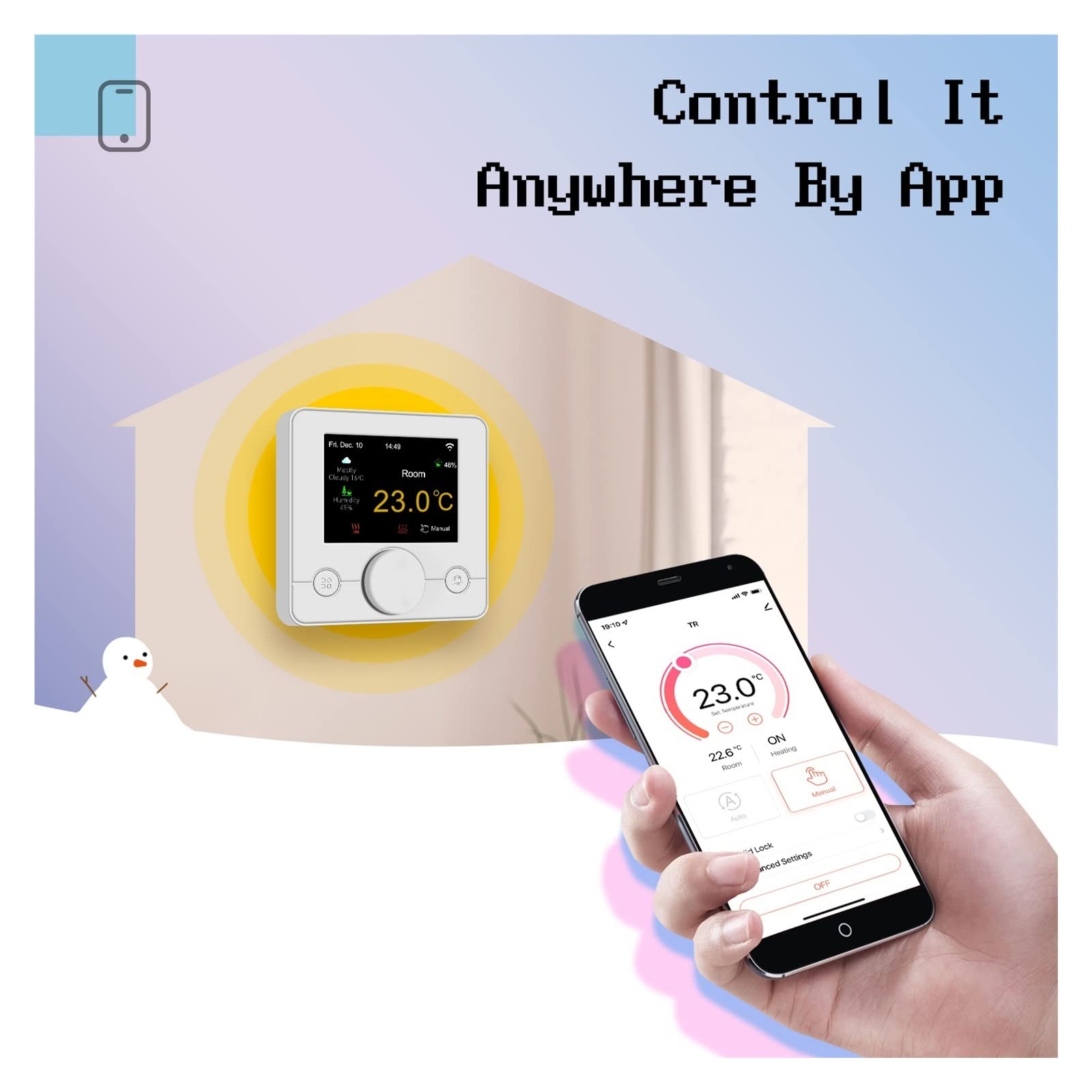Czujnik termometru, Tuya Smart Thermostat WIFI Kontroler temperatury do podgrzewania wody/gazu Kolorowy ekran bezprzewodowy(Floor Heating)