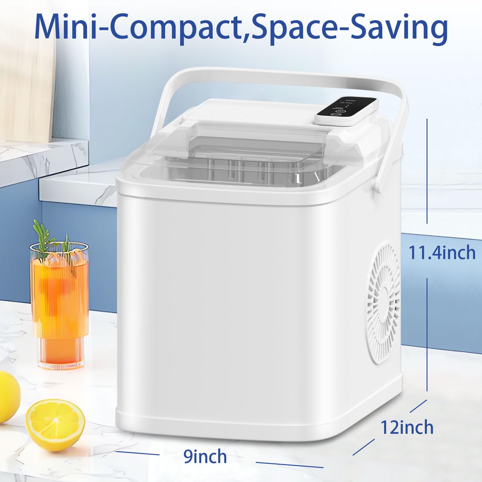 Dollardash 26lbs Per Day Portable Countertop Ice Maker, Self-Cleaning 2 Sizes Of Bullet Ice Machine With Scoop And Basket, 9 Cubes In 6 Min,Ideal For Home/Kitchen/Bar/Camping (Home, 26lbs/Day) on Fridge.com - View 5