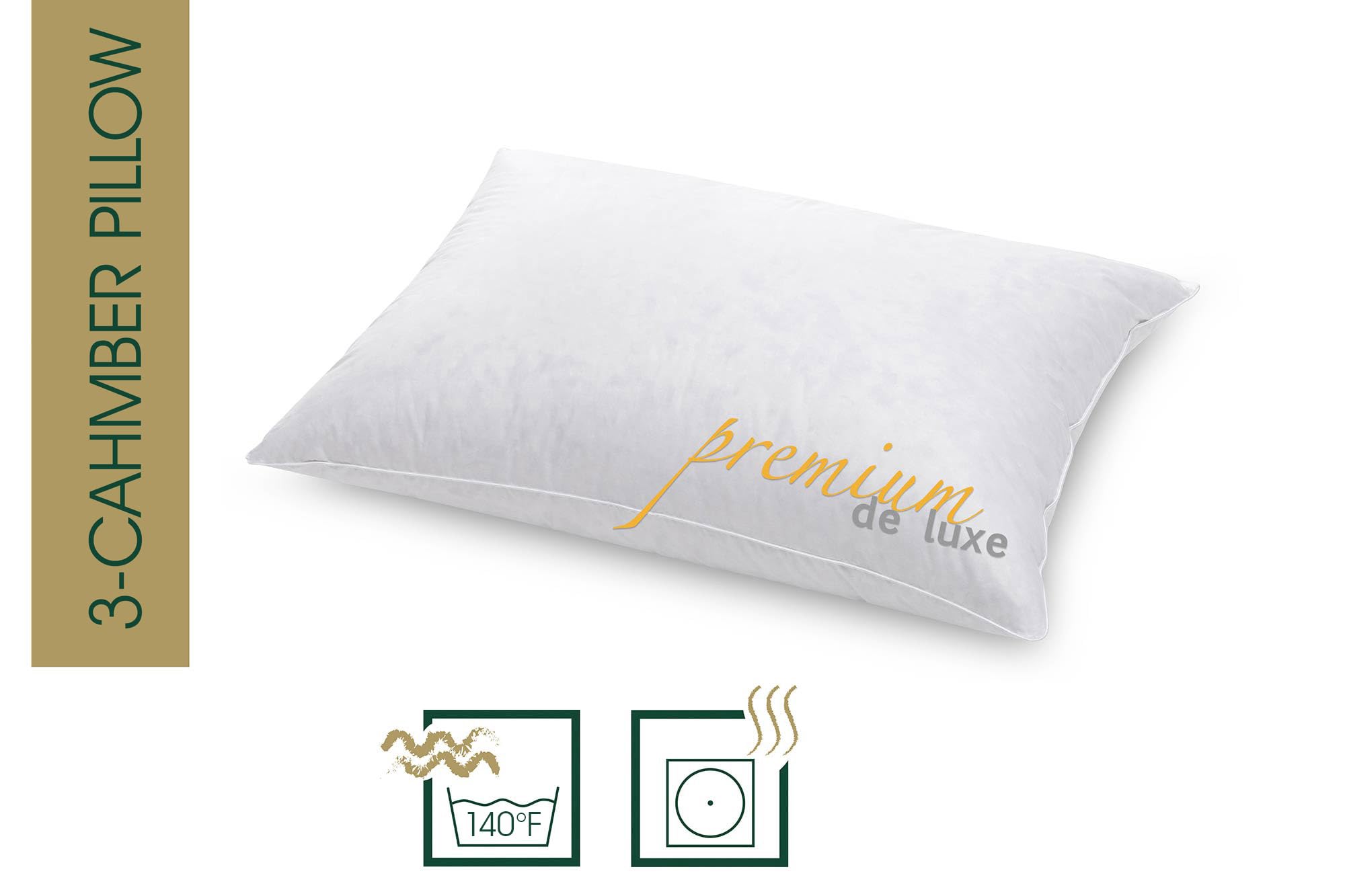 HANSKRUCHEN Premium de Luxe Comforter Down Pillow 20x26 in - Made in Germany 3-Chamber Down Pillow Made of 100% Cotton - 90% Down 10% Feathers Pillow for Allergy Sufferers