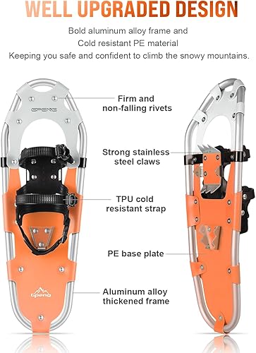 Miniatura 7 de Gpeng Snowshoes for Men Women Youth Kids, Light Weight Aluminum Snow Shoes with Trekking Poles, Crampon Protector and Carrying Tote Bag (Navy Blue,