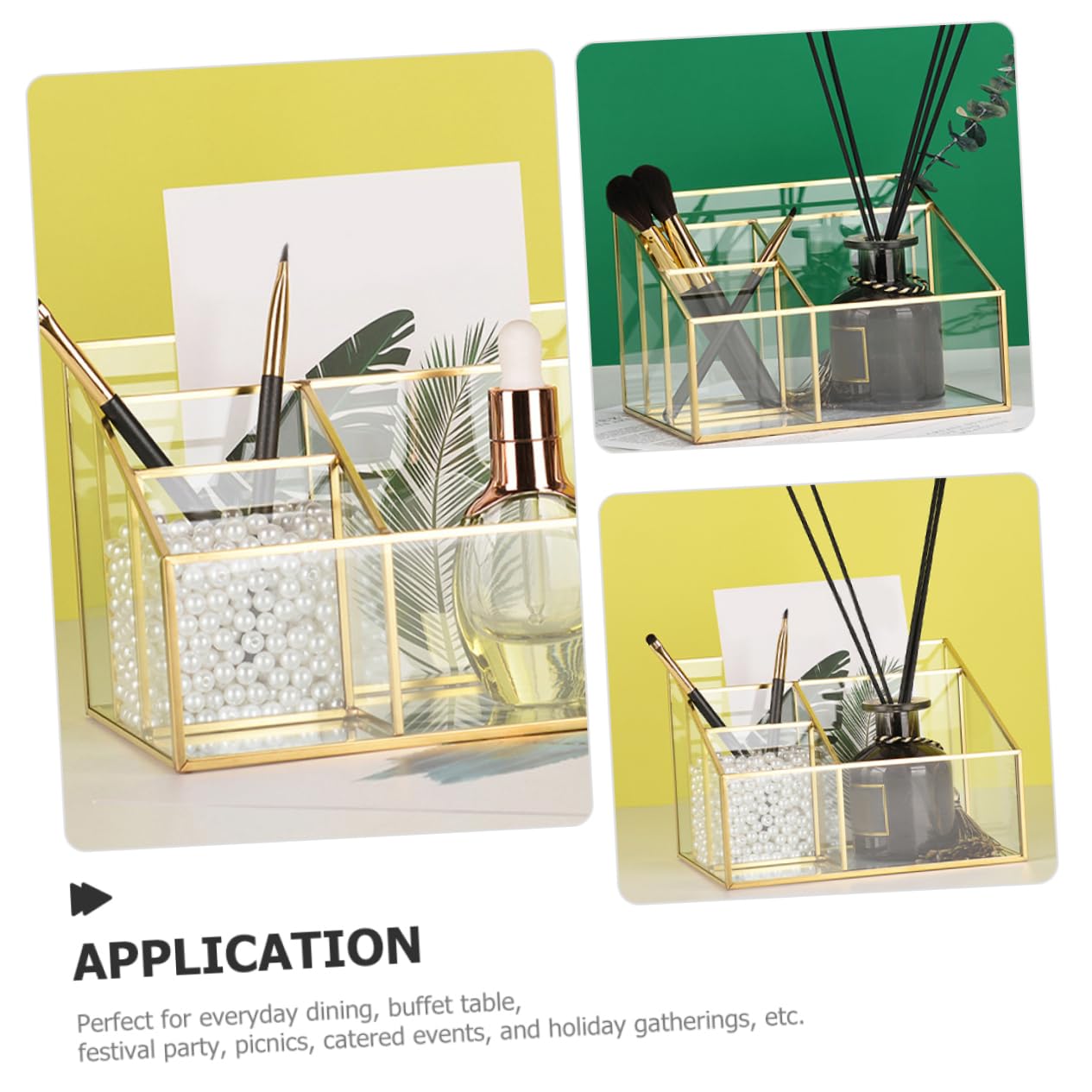 Alipis Organizer Design Raffinato in Lega per Cosmetici in Vetro Cornice Grande Capacità per Pennelli Trucco e Rossetti per Bagno e Salone Professionale