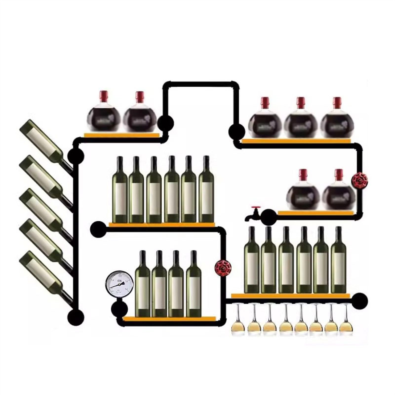 Botellero Enfriador de Vino Estante for Vino Hierro Mayordomo de Agua Estante Decorativo de Pared montado en la Pared Estilo Industrial Creativo Porta vinos portátil