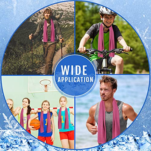 12 Pcs Cooling Towels For Face And Neck 12 X 40 Inch Workout Towels For Gym Fast Drying Hot Weather Gym Towels Sweat Rag Cold Cooling Cloth With 12 Bags For Athletes Sport Yoga Golf (Rose Red) #TOP6